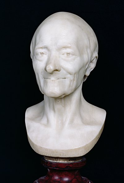 Voltairen rintakuva (1694-1778) ilman peruukkia, 1778 (marmori) tekijältä Jean Antoine Houdon