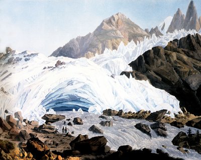 Chamonix: Arveyronin lähde, n. 1800 (kaiverrus) tekijältä Jean Antoine Linck