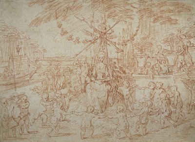 Kevään allegoria tai Nuoret puutarhurit - Allegory of Spring, or the Young Gardeners (Kevään allegoria tai Nuoret puutarhurit) tekijältä Jean Antoine Watteau