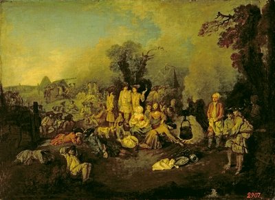 Mustalaisten leiri tekijältä Jean Antoine Watteau