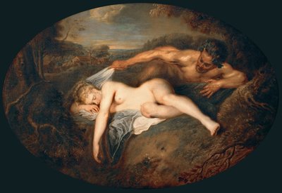 Nymfi ja satyr Jupiter ja Antioppi tekijältä Jean Antoine Watteau