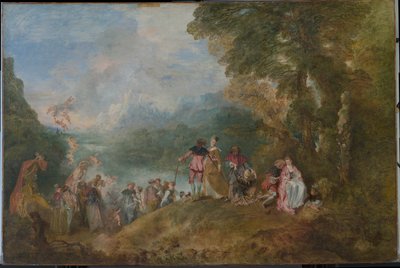 Pyhiinvaellus Cytheraan Kytheran alukselle, 1717 tekijältä Jean Antoine Watteau