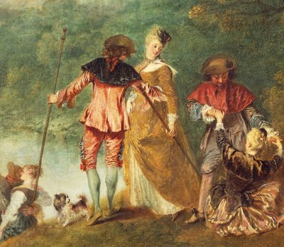 Pyhiinvaellusmatka Cytheran saarelle, joka tunnetaan nimellä Kytheran saarelle saapuminen (Cythere). tekijältä Jean Antoine Watteau