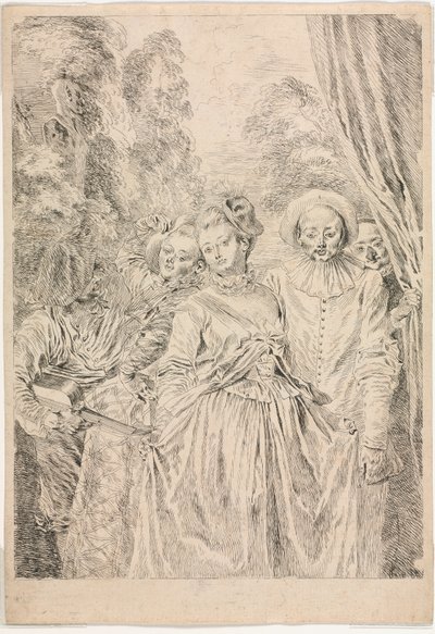Vaatteet ovat italialaisia tekijältä Jean Antoine Watteau