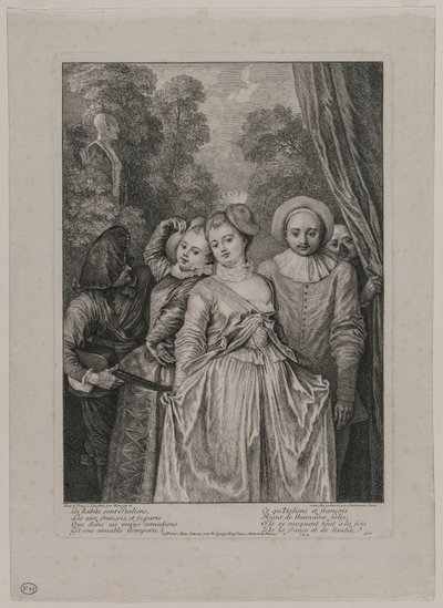 Vaatteet ovat italialaisia tekijältä Jean Antoine Watteau