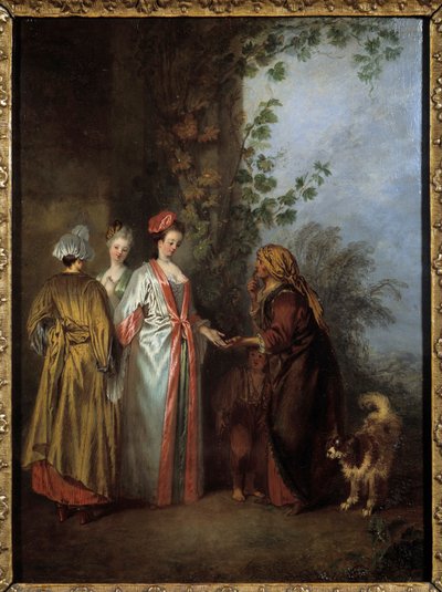 Ennustaja. Jean Antoine Watteaun (1684-1721) maalaus tekijältä Jean Antoine Watteau