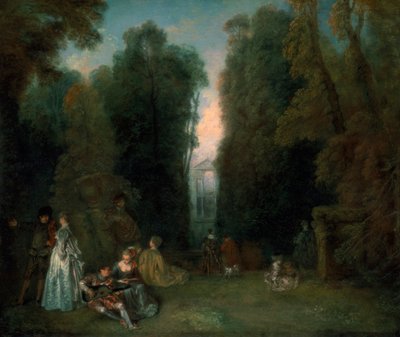 Näkymä puiden läpi Pierre Crozatin puistossa, 1715 tekijältä Jean Antoine Watteau