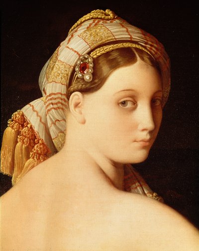 Grande Odalisque. Yksityiskohta kasvoista tekijältä Jean Auguste Dominique Ingres