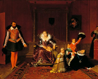 Henrik IV yllätti Espanjan suurlähettiläs leikkiessään lastensa kanssa, Jean Auguste Dominique Ingres (1780-1867). tekijältä Jean Auguste Dominique Ingres
