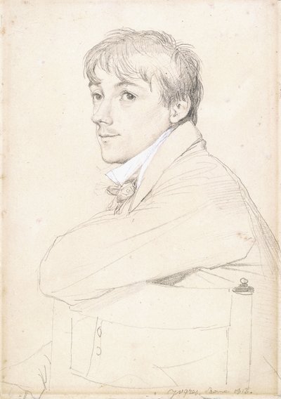 Jean-Louis Provost, istuu ja lepää vasen käsivartensa tuolin selkänojalla, 1813 tekijältä Jean Auguste Dominique Ingres