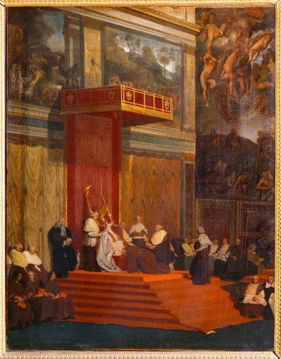 Paavi Pius VII pitää kappelia. 1820 ... tekijältä Jean Auguste Dominique Ingres