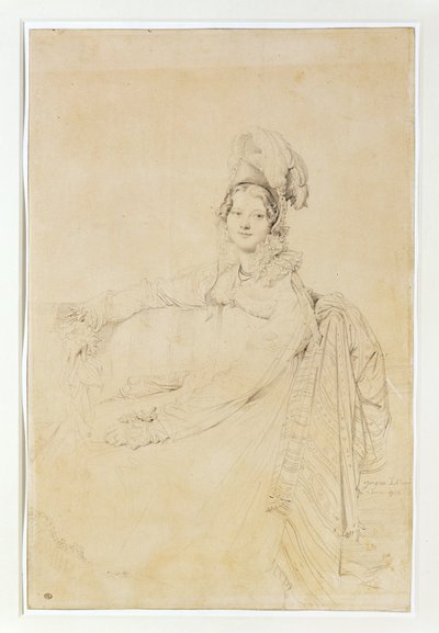 Mme. Destouches, o.s. Armande Edmee Charton, muotokuvan aikaan vastanaimisissa arkkitehti Destouchesin kanssa ... tekijältä Jean Auguste Dominique Ingres