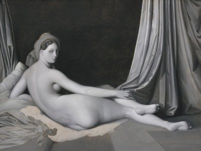 Odalisque in Grisaille, n. 1824–1834 (öljy kankaalle) tekijältä Jean Auguste Dominique Ingres