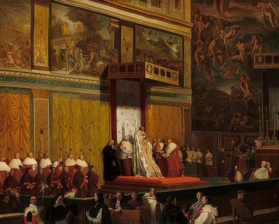 Paavi Pius VII Sikstuksen kappelissa. 1814 tekijältä Jean Auguste Dominique Ingres