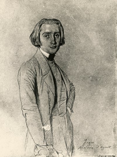 Franz Lisztin muotokuva (piirustus) tekijältä Jean Auguste Dominique Ingres