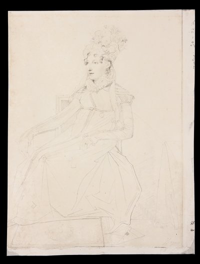 Kuningatar Caroline Muratin muotokuva (kynä paperille) tekijältä Jean Auguste Dominique Ingres