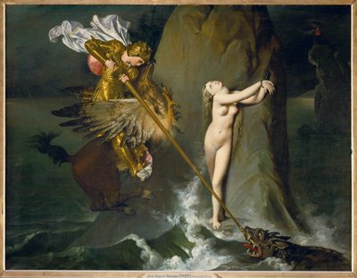 Roger ja Angelique, kohtaus Ariostin teoksesta Orlando ... tekijältä Jean Auguste Dominique Ingres