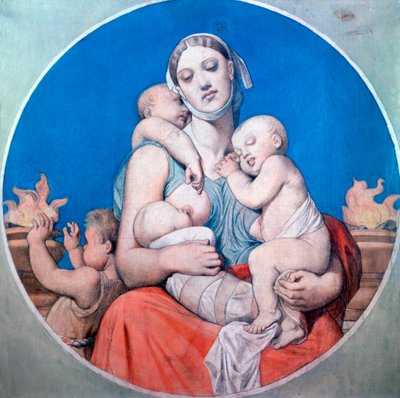 Tutkimus lasimaalauksia varten Chapelle Saint Ferdinandissa, 1833 tekijältä Jean Auguste Dominique Ingres