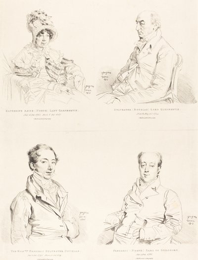 Sylvester (Douglas) Lord Glenbervie; Katherine Anne (pohjoinen) Glenbervie; Frederic (pohjoinen) Guilfordin jaarli; Frederic Sylvester Douglas tekijältä Jean Auguste Dominique Ingres
