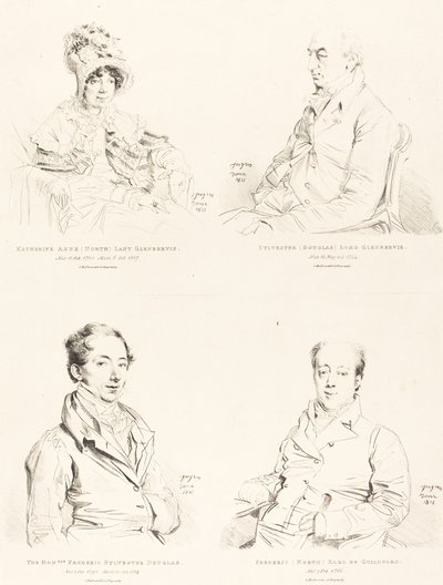 Sylvester (Douglas) Lord Glenbervie; Katherine Anne (pohjoinen) Glenbervie; Frederic (pohjoinen) Guilfordin jaarli; Frederic Sylvester Douglas tekijältä Jean Auguste Dominique Ingres
