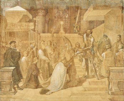 Alban herttua vastaanottaa paavin siunauksen Sainte-Gudulen katedraalissa, Brysselissä tekijältä Jean Auguste Dominique Ingres