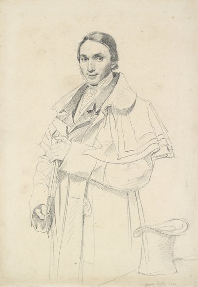 Jean-Francois-Antoine Forestin kolme neljäsosaa muotokuva (grafiitti valkoisella kudottupaperilla) tekijältä Jean Auguste Dominique Ingres