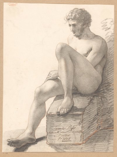 Istuva alaston mies, näkymä edestä (2. palkinto 1808) tekijältä Jean Augustin Daiwaille