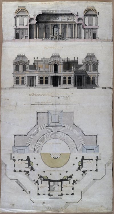 Paviljonkivesipalatsi Chateau dEau Strelnassa, 1717 tekijältä Jean Baptiste Alexandre Le Blond