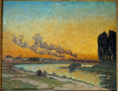 Auringonlasku Jean Baptiste Armand Guillauminin (1841-1927) Ivry-maalauksessa 1800-luvun aurinko. 0,65x0,81 m Pariisi, muse d