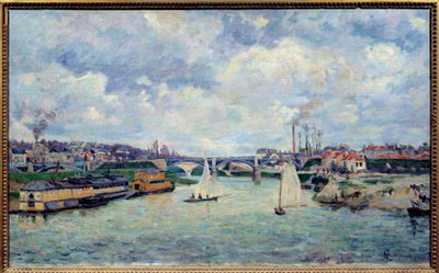 Charentonin satama. Näkymä Charenton-le-Pontin kaupunkiin tekijältä Jean Baptiste Armand Guillaumin