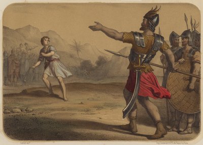 Goljat uhmaa Daavidia tekijältä Jean Baptiste Auguste Leloir