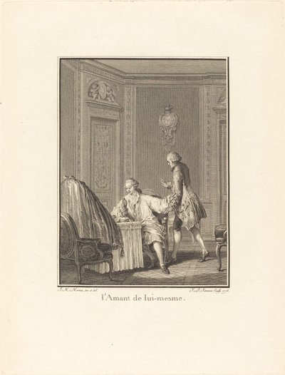 Itsensä rakastaja tekijältä Jean Baptiste Blaise Simonet after Jean Michel Moreau