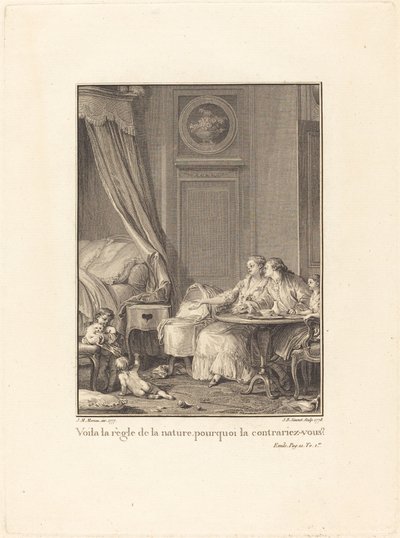 Se on luonnon sääntö, miksi rikot sitä? tekijältä Jean Baptiste Blaise Simonet after Jean Michel Moreau