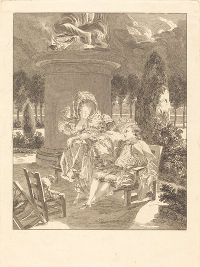 Thuileries-ilta tekijältä Jean Baptiste Blaise Simonet after Pierre Antoine Baudouin