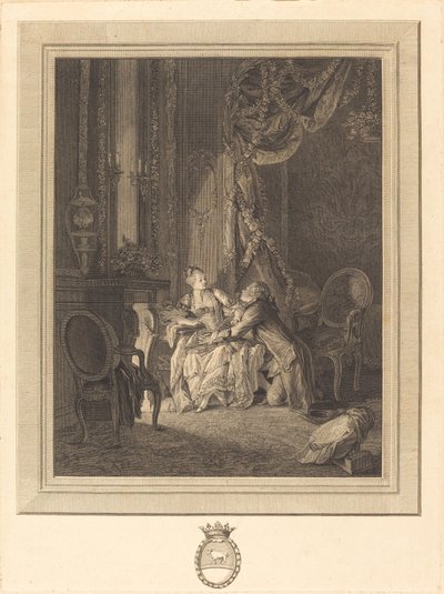 Tete-a-teten vaara tekijältä Jean Baptiste Blaise Simonet after Pierre Antoine Baudouin