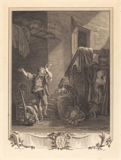 Rose ja Colas tekijältä Jean Baptiste Blaise Simonet after Pierre Antoine Baudouin