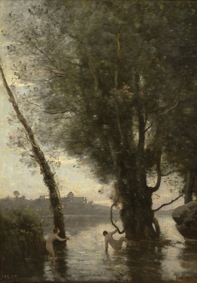 Borromean saarten uimarit, n. 1865-1870 tekijältä Jean Baptiste Camille Corot