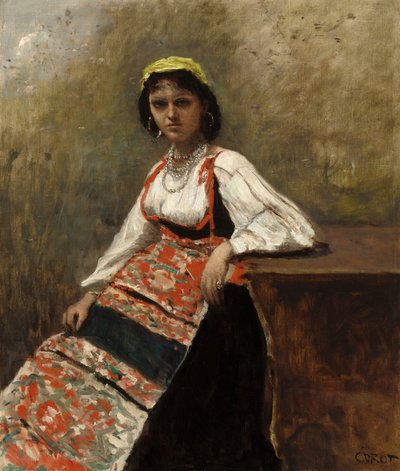 italialainen nainen (La Morieri) tekijältä Jean Baptiste Camille Corot