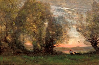 "Kalastaja, iltaefekti" (Kalastaja, iltaefekti) Jean-Baptiste Camille Corot
