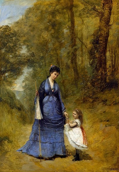 Madame Stumpf ja hänen tyttärensä. 1872 tekijältä Jean Baptiste Camille Corot