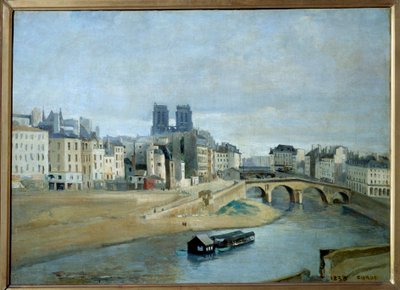 Quai des Silvers und die Pont Saint Michel, Ansicht von Paris von Jean Baptiste Camille Corot