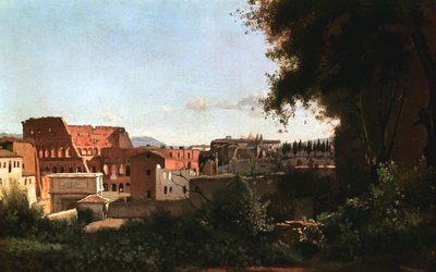 Das Kolosseum: Blick von den Farnese-Gärten, Rom, 1826 von Jean Baptiste Camille Corot