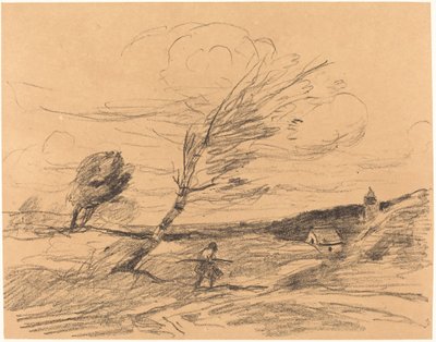 Tuulenpuuska (Le Coup de vent) tekijältä Jean Baptiste Camille Corot