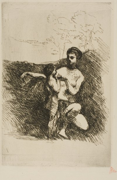 Venus leikkaa Amorin siivet, toinen lautanen tekijältä Jean-Baptiste-Camille Corot