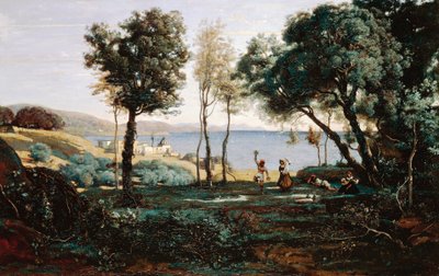 Näkymä Napolin lähellä tekijältä Jean Baptiste Camille Corot
