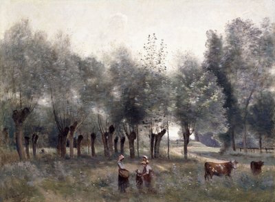 Naiset pajupellolla, 1860-65 tekijältä Jean Baptiste Camille Corot