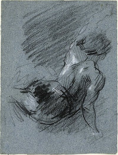 Istuvan hahmon takanäkymä, vasenta kättä nostava hahmo tekijältä Jean Baptiste Carpeaux
