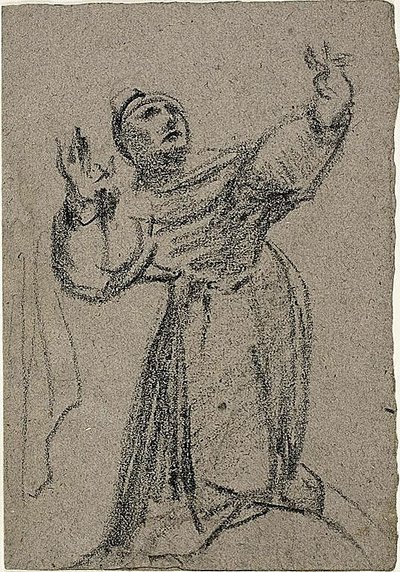 Polvistuva hahmo kädet kohotettuna tekijältä Jean Baptiste Carpeaux