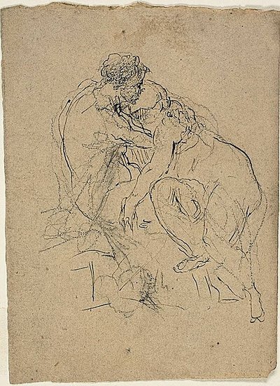 Istuva pari syleilee tekijältä Jean Baptiste Carpeaux