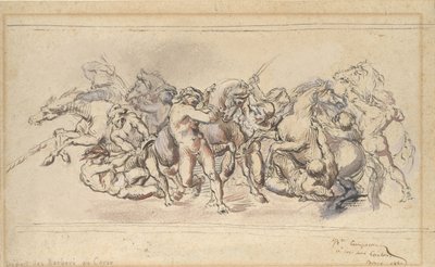 Barberi-hevosten kilpailun alku, Rooma, 1860. tekijältä Jean Baptiste Carpeaux